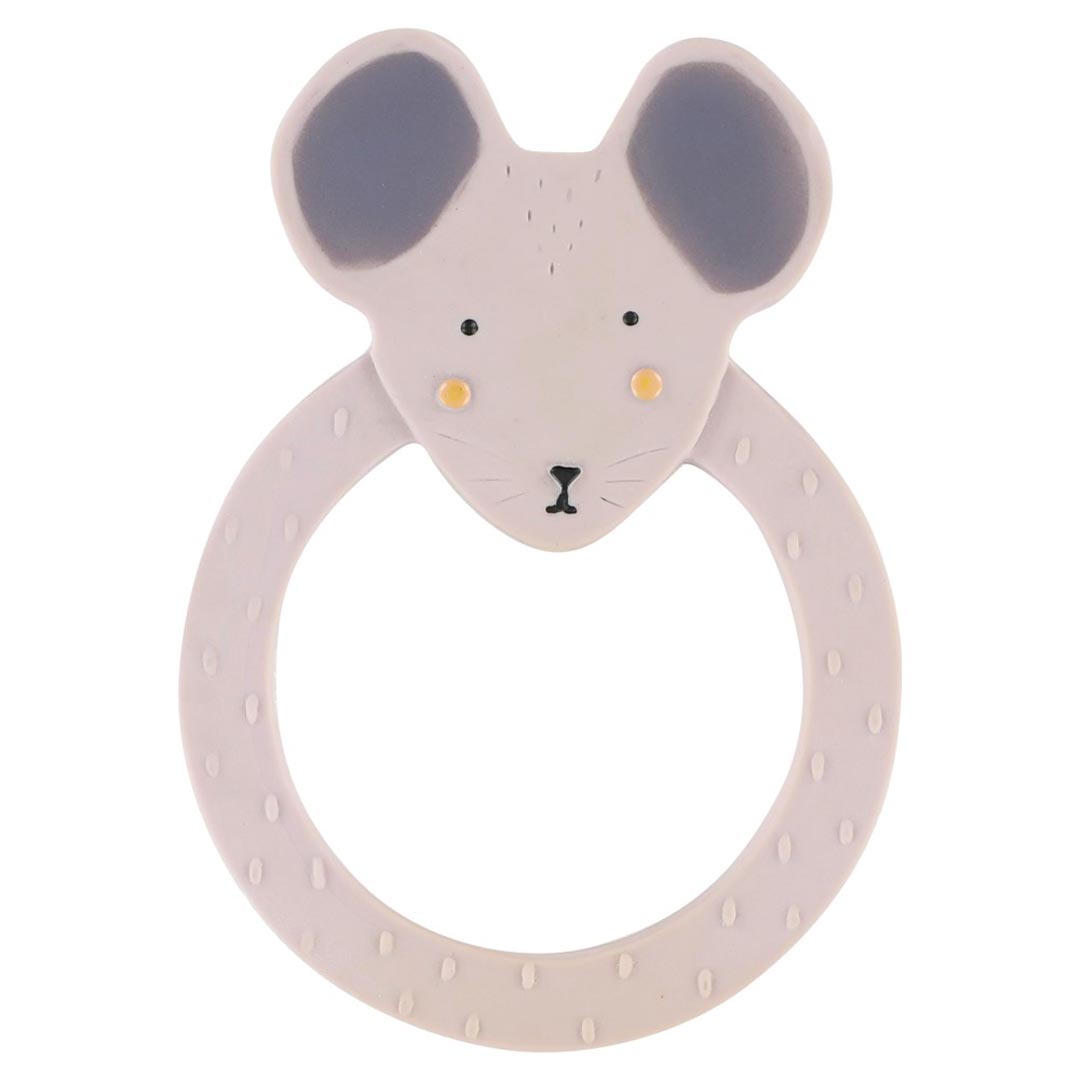 Natural rubber round teether - Mrs. Mouse